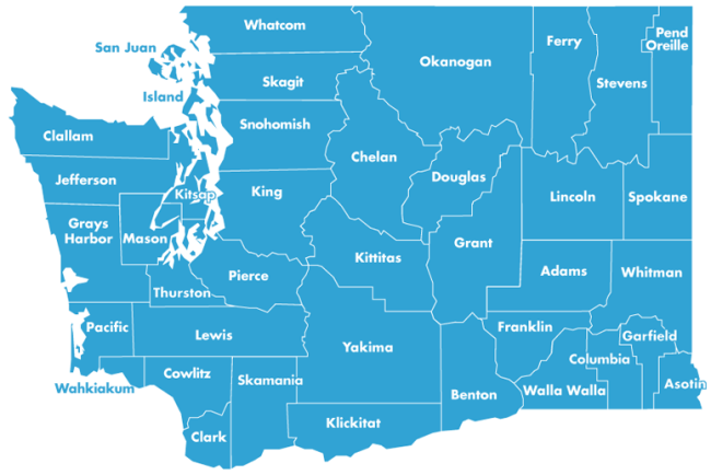 County map of Washington