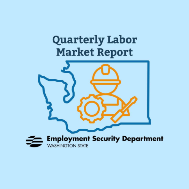 Washington state map outline with text that says Quarterly Labor Market Report