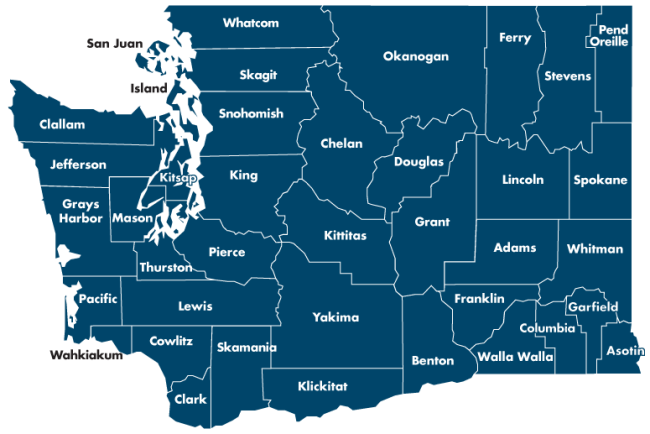 Map of Washington counties