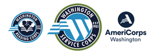 Three logos: Washington Reading Corps, Washington Service Corps, AmeriCorps