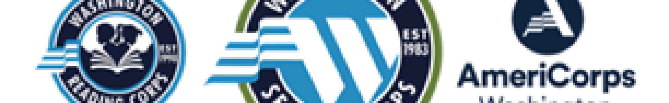 Three logos: Washington Reading Corps, Washington Service Corps, AmeriCorps