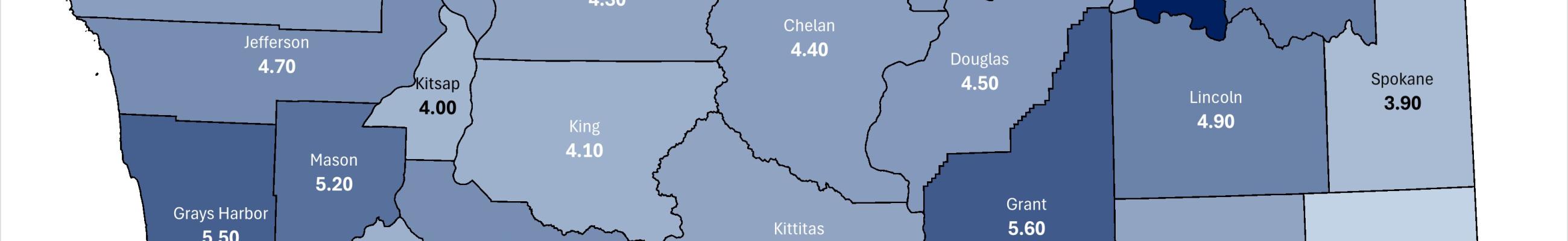 County unemployment rate map for May 2025