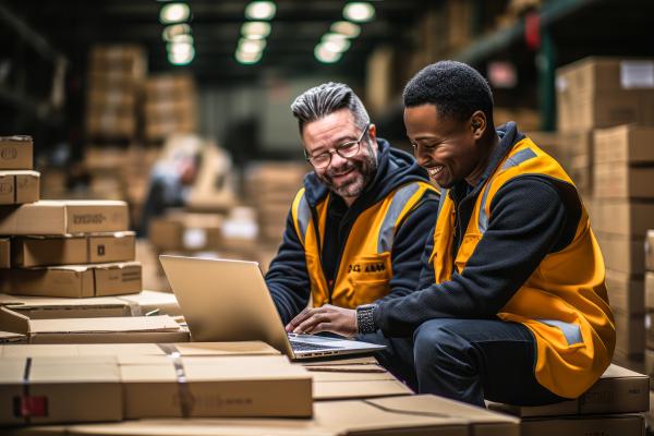 two warehouse employees